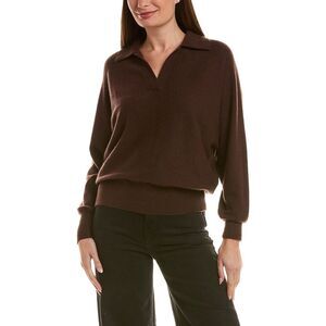 Incashmere Womens  100% Cashmere Oversize Polo Sweater, Brown